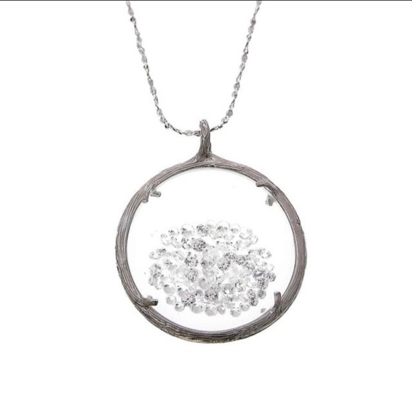 Catherine Weitzman Loose Swarovski Crystal Large Round Pendant Necklace-Boutique - Picture 2 of 9